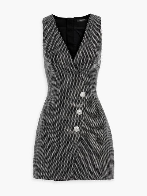 Balmain Crystal-embellished cotton-blend mini dress