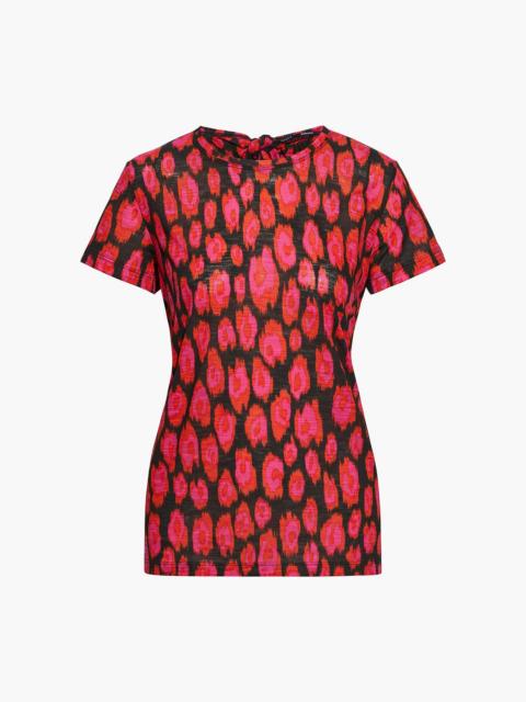 Proenza Schouler Tie-back cutout printed slub cotton-jersey T-shirt