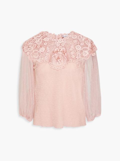 REDValentino Embellished point d'esprit blouse
