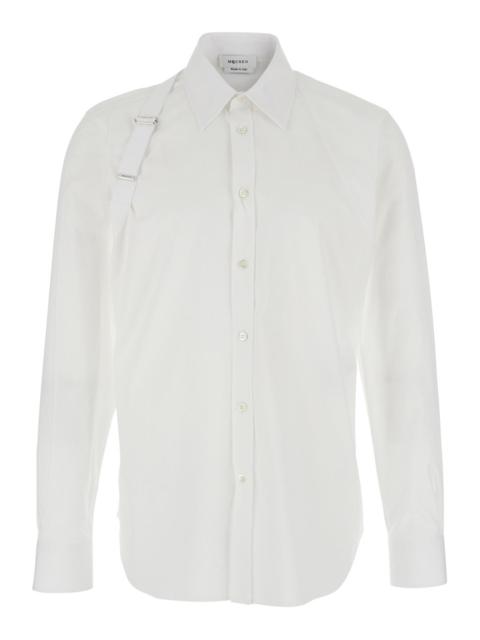 Alexander McQueen Alexander Mcqueen Men 'Harness' White Shirt With Clasic Collar And Strap Detail On The Sleeve In Cot