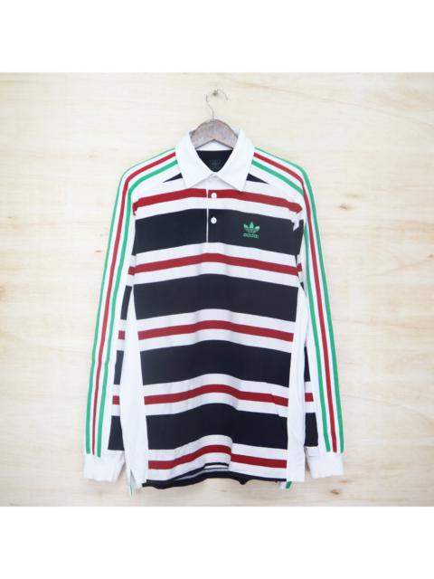 Vintage 90s ADIDAS Mini Logo Embroidered Rugby Polo Shirt Long Sleeve