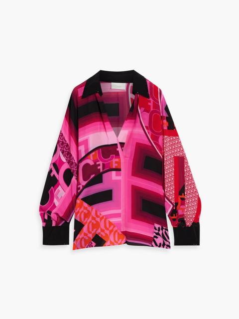 CAMILLA Crystal-embellished printed silk crepe de chine top