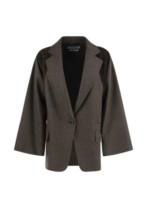 Max Mara Max Mara Women Fenice Blazer In Virgin Wool With Leather Inserts