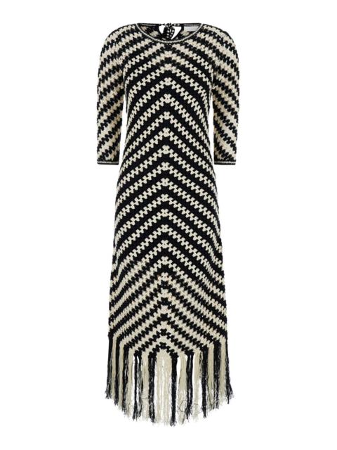 Zimmermann Zimmermann Women Midi Black And White Dress With Chevron Motif In Crochet Woman