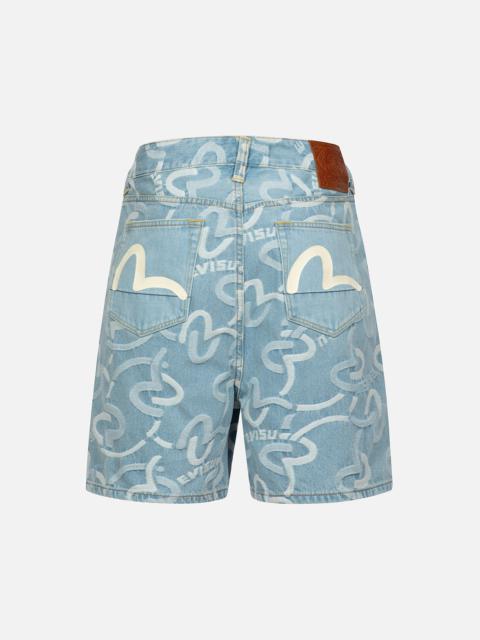 EVISU ALLOVER SEAGULL JACQUARD OVERSIZED SHORTS