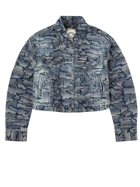 EVISU Allover Ishigaki Camouflage Jacquard Fashion Fit Washed Denim Jacket