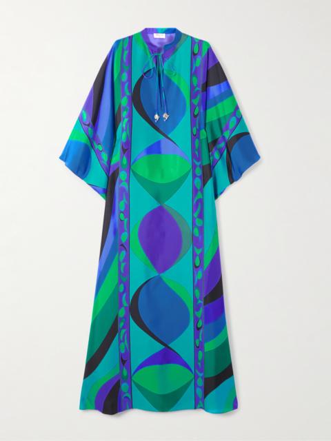 PUCCI Embellished Printed Silk-twill Kaftan