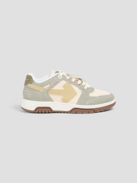 Off-White Out of Office mesh and suede sneakers