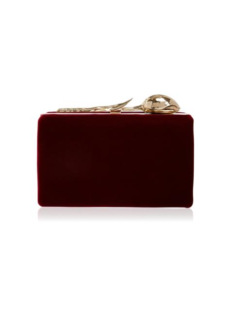 Erdem Velvet Bloom Clutch burgundy