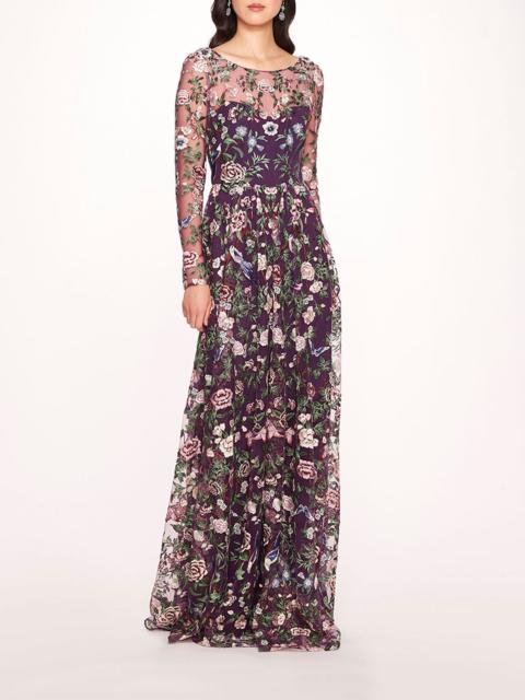 Marchesa BOTANICAL EMBROIDERED GOWN
