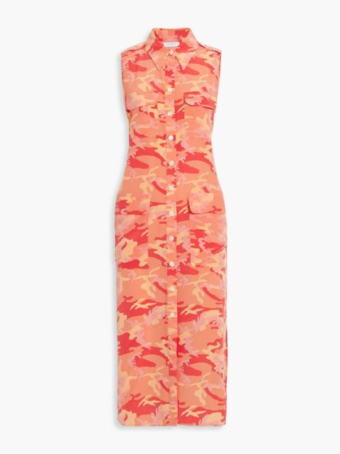 Other Designers Parkin camouflage-print washed-silk midi shirt dress