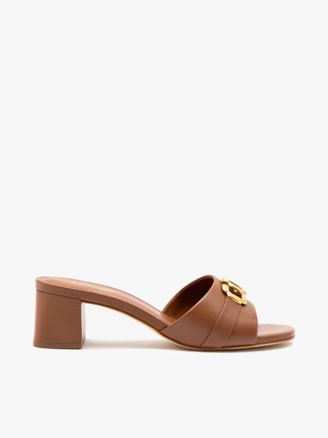 Larroudé Franca Block Sandal In Caramel Leather