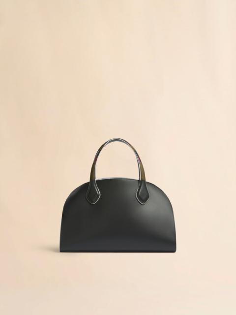 Marni BLACK LEATHER OVERLAP MEDIUM HANDBAG