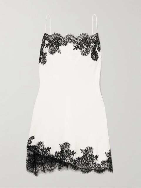 ALEX PERRY Lace-trimmed Satin-crepe Mini Dress
