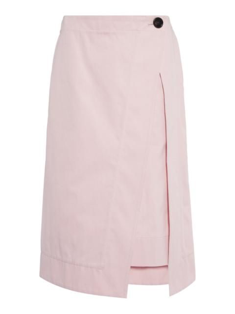 Bottega Veneta Cotton Canvas Midi Wrap Skirt pink