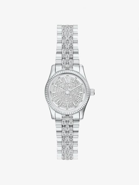 MICHAEL KORS Petite Lexington Pavé Silver-Tone Watch