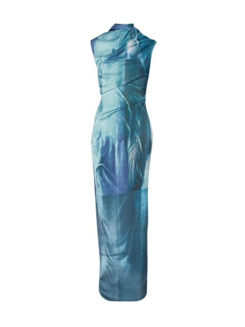 Jean Paul Gaultier Jean Paul Gaultier Women Long Draped Aqua Dress