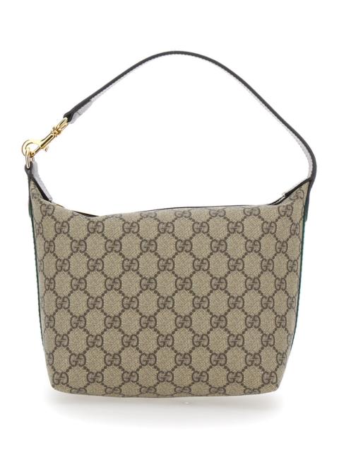 GUCCI Gucci Women 'Ophidia Mini' Brown Shoulder Bag With All-Over Gg Motif And Web Detail On The Sides In 