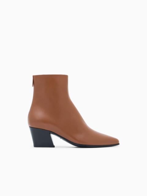 GIORGIO ARMANI SMOOTH LEATHER HEELED ANKLE BOOTS