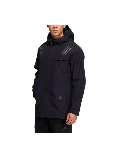 adidas adidas Solid Color Zipper Hooded Jacket 'Black' H39311