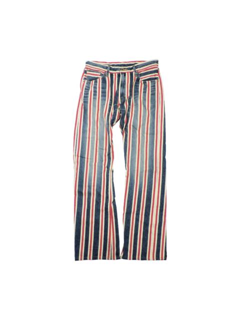 Other Designers EDWIN 505SS4 13OZ GRAND BLUE STRIPED SELVEDGE DENIM LONG PANTS