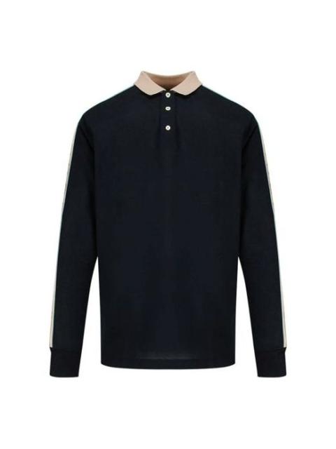 GUCCI Gucci SS20 Side Sleeve Logo Striped Ribbon Long Sleeve Polo Shirt For Men Black 598955-XJB0Q-1082