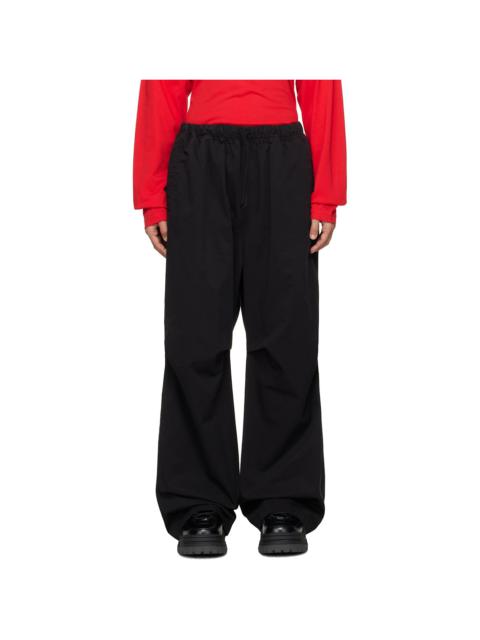 We11done Black Tucked Wide Trousers