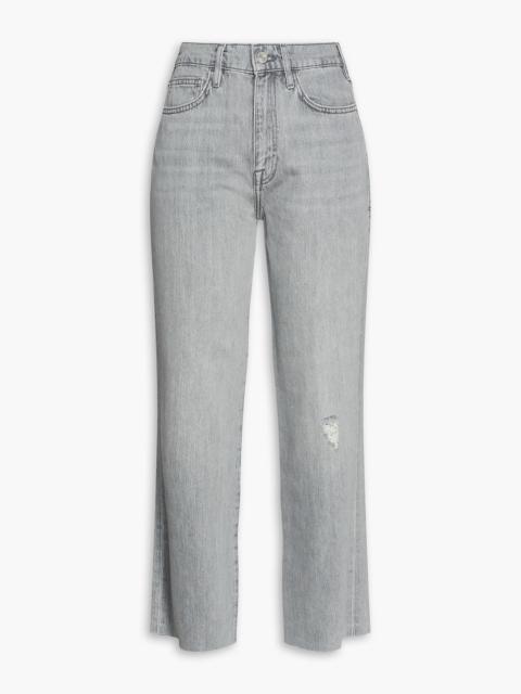 FRAME Le Jane cropped distressed high-rise straight-leg jeans