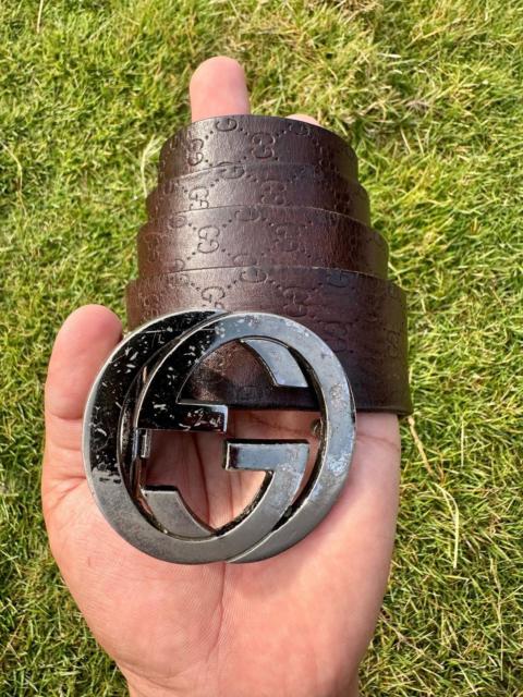 GUCCI Authentic Gucci Micro Guccisima Brown Leather Belt