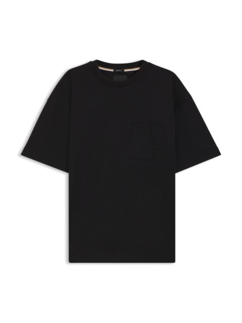 BOSS MERCERIZED-COTTON T-SHIRT WITH DOUBLE B MONOGRAM