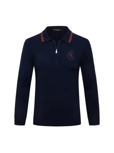 Other Designers Men's Navy Blue Polo Sweater