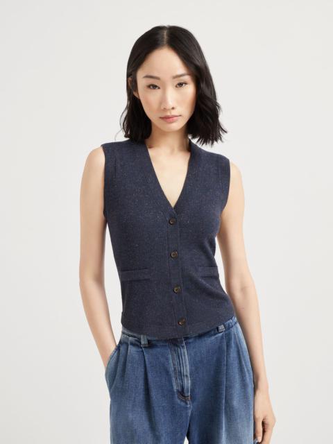 Brunello Cucinelli Sparkling cashmere rib knit vest
