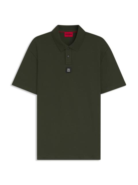 HUGO INTERLOCK-COTTON POLO SHIRT WITH STACKED LOGO