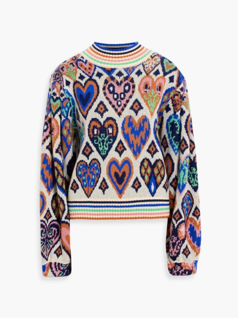 FARM RIO Jacquard-knit turtleneck sweater