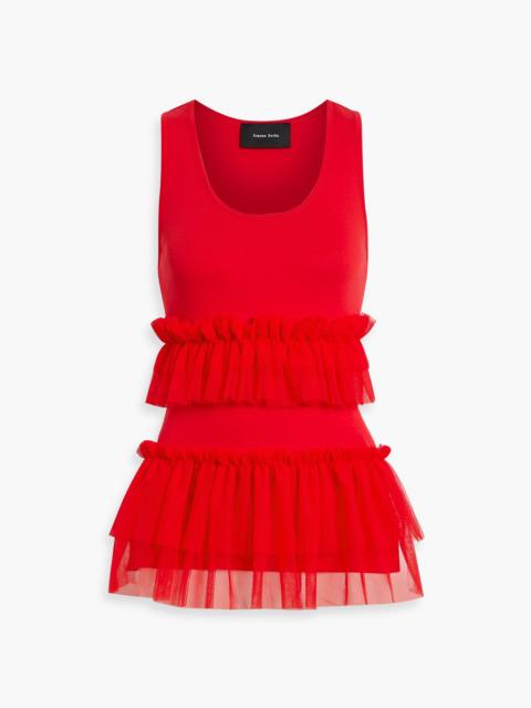 Simone Rocha Tulle-paneled cotton-jersey top