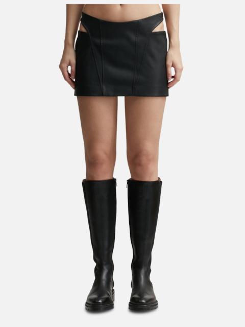 MISBHV FAUX LEATHER CUT-OUT MINI SKIRT