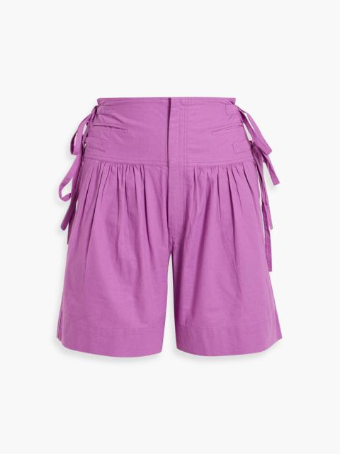 Isabel Marant Étoile Opala bow-detailed gathered cotton-poplin shorts