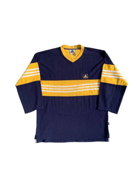 Vintage Adidas Colorblock Striped Sweater Quarter Sleeves