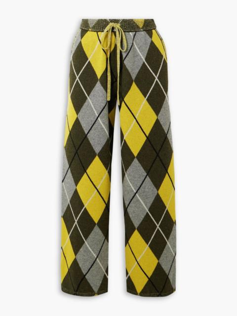 The Elder Statesman Argyle cashmere-jacquard straight-leg track pants