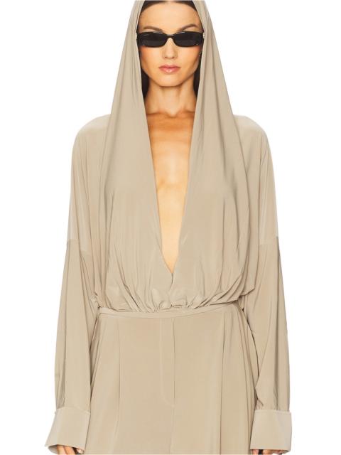 NORMA KAMALI Hooded Super Oversized BF NK Shirt Bodysuit