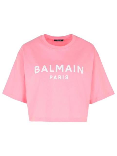 Balmain Balmain Logo Embossed Cropped T Shirt