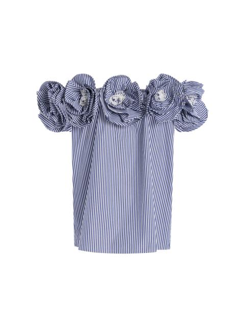 CAROLINA HERRERA Ruffled Cotton Off-The-Shoulder Top white