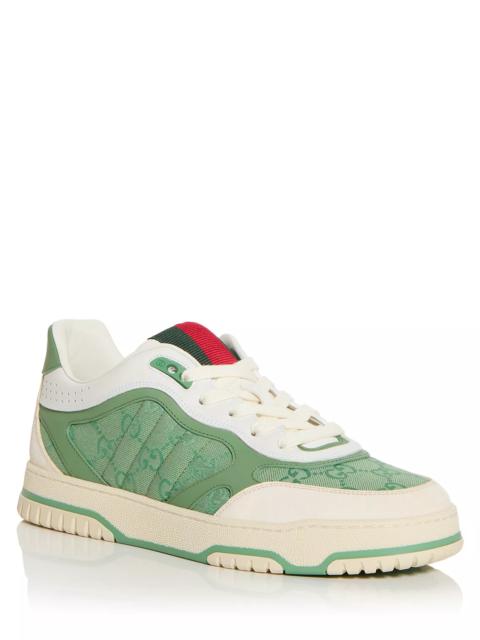 GUCCI Men's Re-Web Low Top Canvas and Leather Sneakers