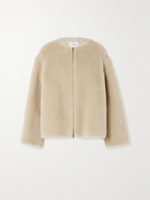 Max Mara Panno Grosgrain-trimmed Alpaca, Wool And Silk-blend Fleece Jacket