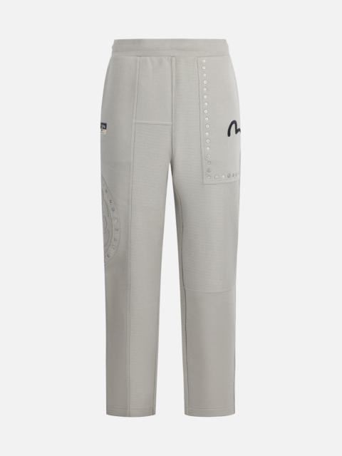 EVISU Kamon Appliqué and Fabric Blocking Fashion Fit Sweatpants