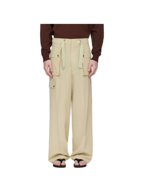 AURALEE Khaki Light Cotton Wool Viyella Cargo Pants
