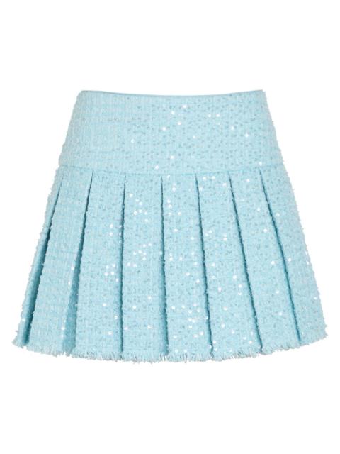 Alice + Olivia Alice + Olivia Emilie Embellished Pleated Tweed Mini Skirt