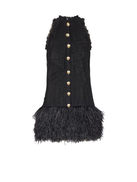 Balmain Flowing lace and feather dress