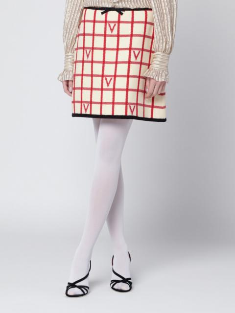Valentino Ivory skirt with Check Vlogo pattern