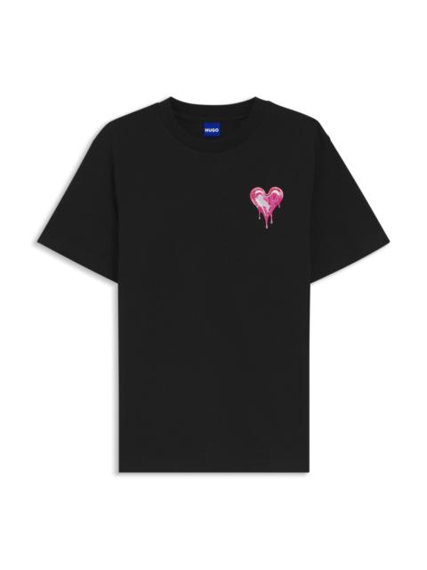 HUGO HEART-ARTWORK T-SHIRT IN COTTON JERSEY